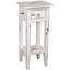 Cottage Chic Heavy Distressed White Solid Wood Narrow Side Table