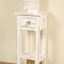 Cottage Chic Heavy Distressed White Solid Wood Narrow Side Table