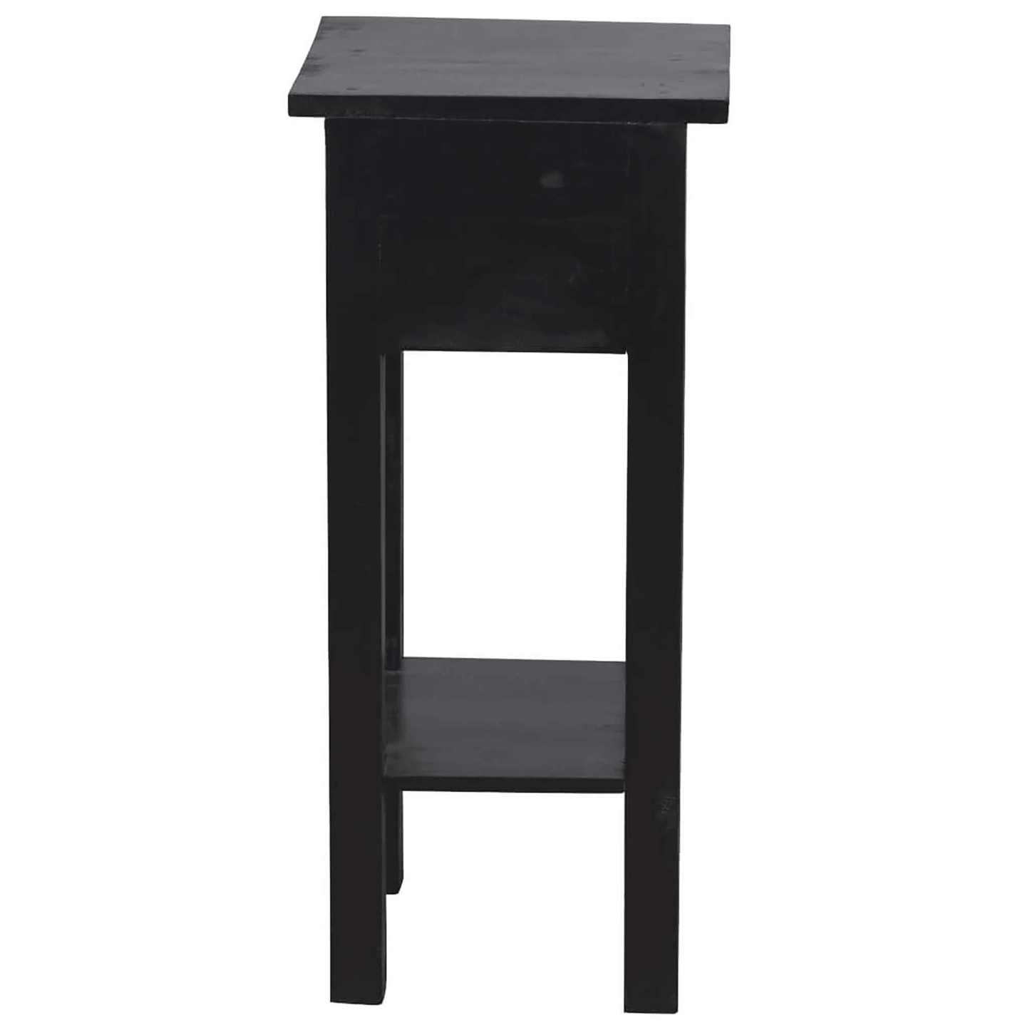 Cottage Chic Distressed Black Narrow Side Table With Drawer And Shelf