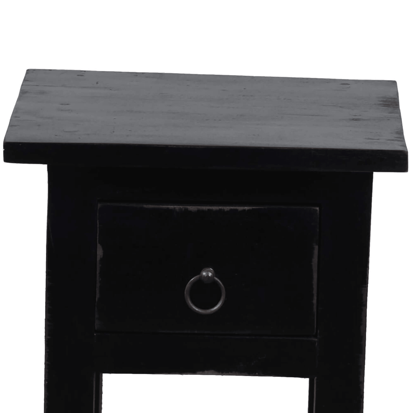Cottage Chic Distressed Black Narrow Side Table With Drawer And Shelf