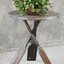 Cottage Round Boat Oar Accent Table In Distressed Brown/Blue Wood