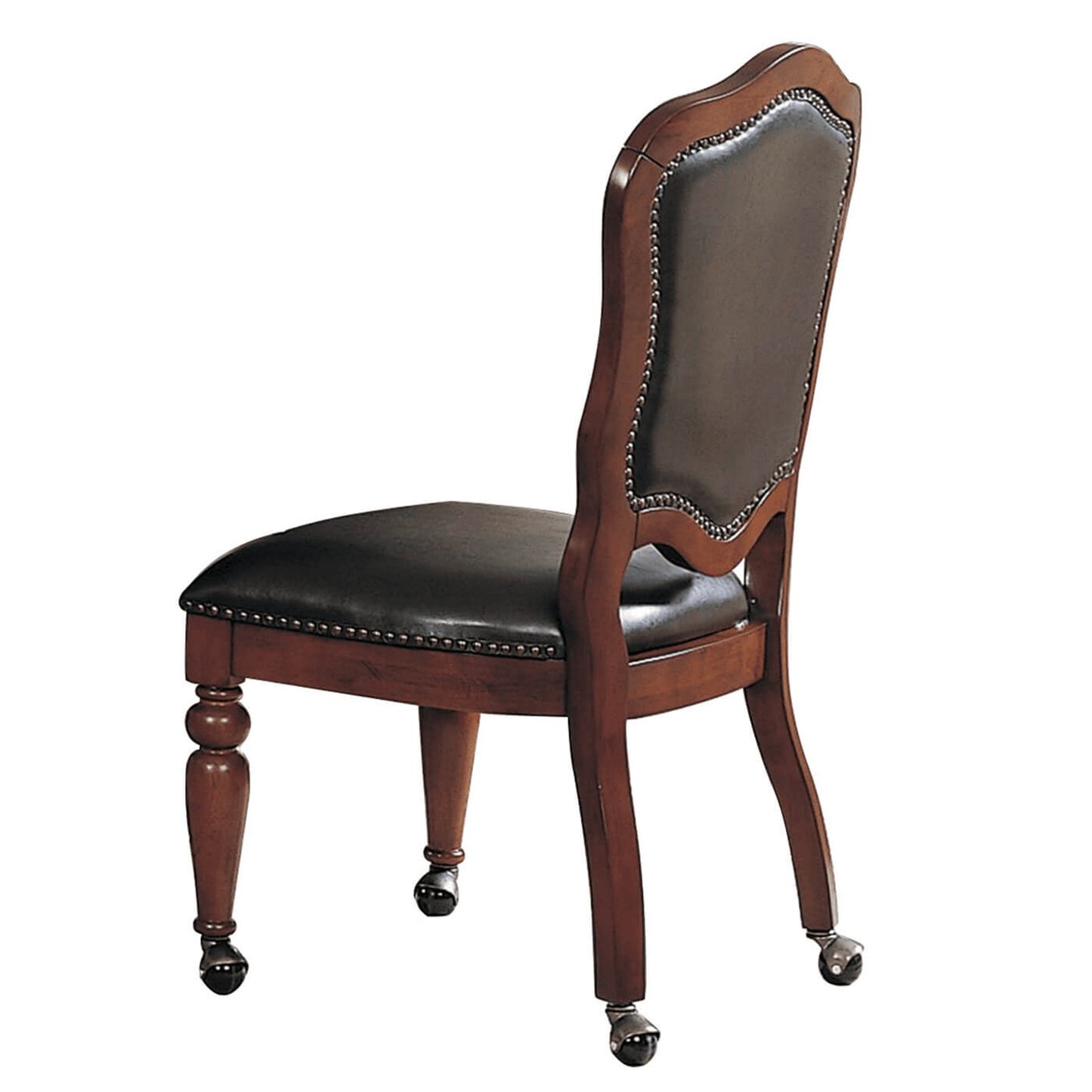 Bellagio Distressed Brown Cherry Wood Game Room And Dining Chairs With Nailheads And Casters (Set Of 2)
