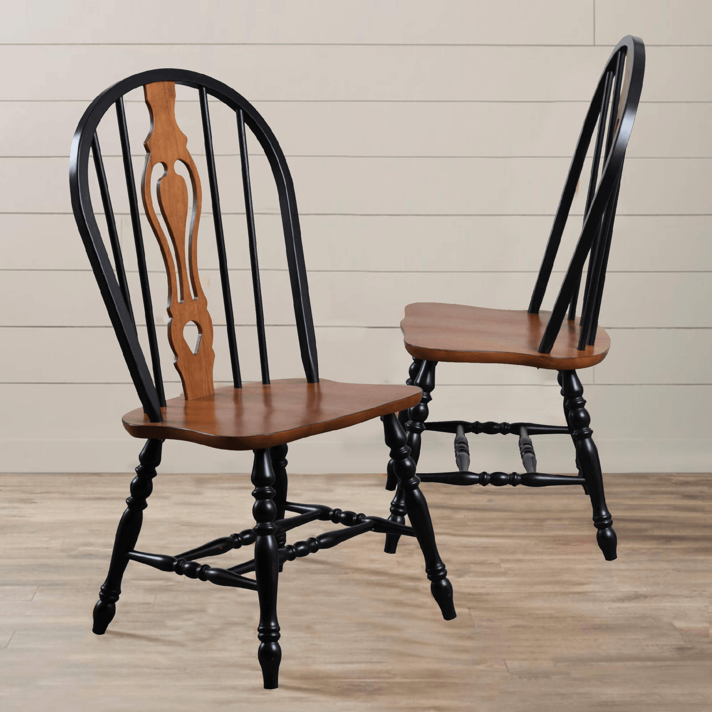 Sunset Trading Black Cherry Windsor Dining Side Chairs - Set Of 2, Fully Assembled