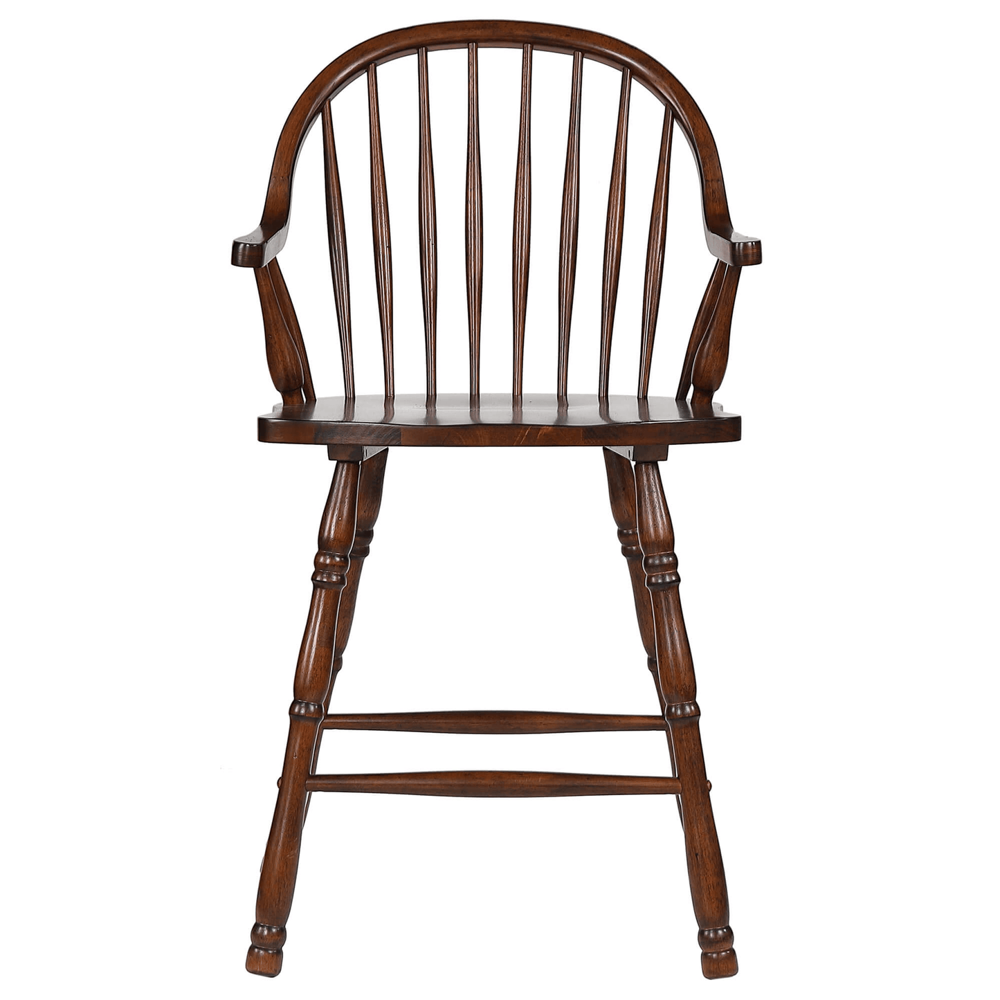 Andrews 24" Windsor Barstool With Arms In Distressed Chestnut Brown - Set Of 2
