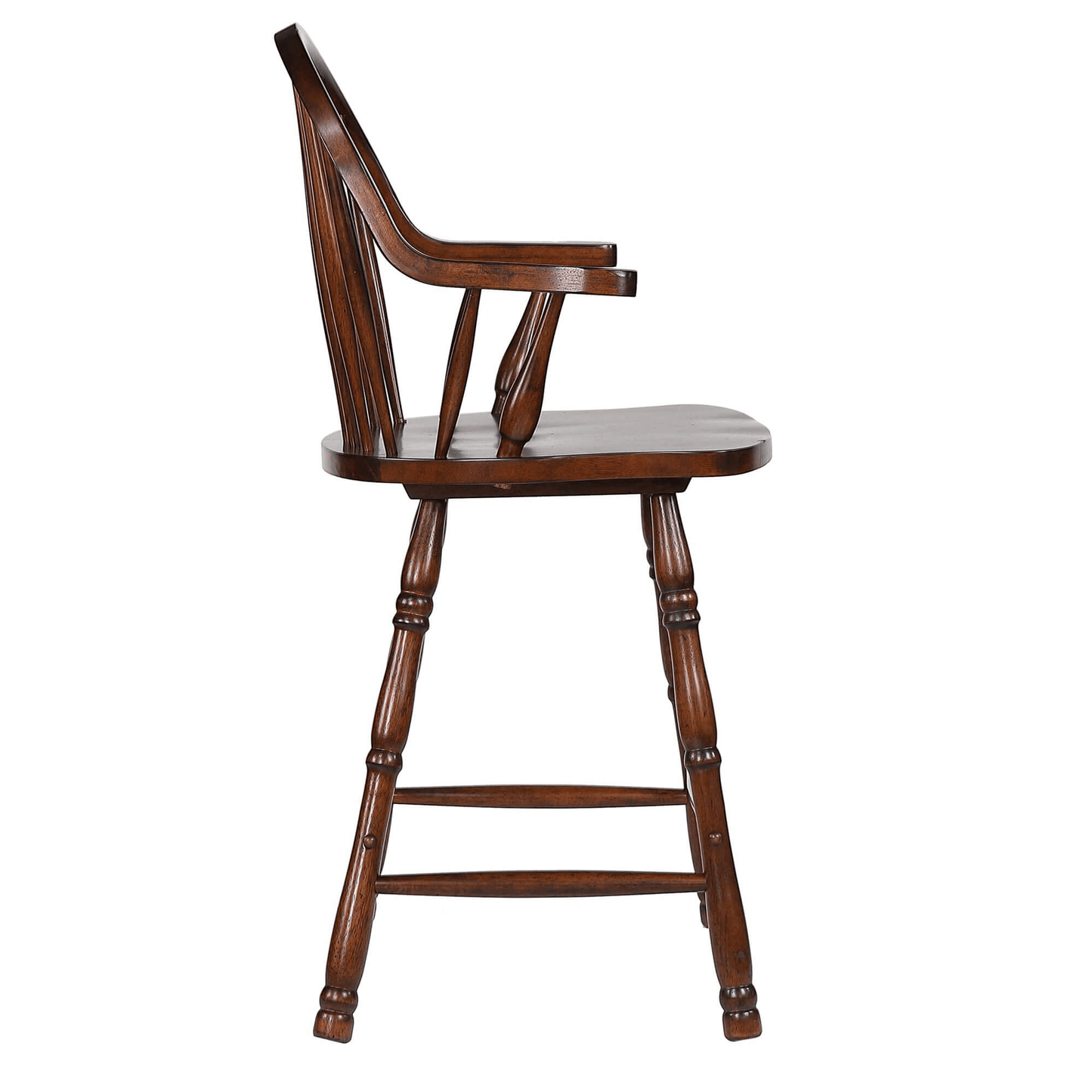 Andrews 24" Windsor Barstool With Arms In Distressed Chestnut Brown - Set Of 2