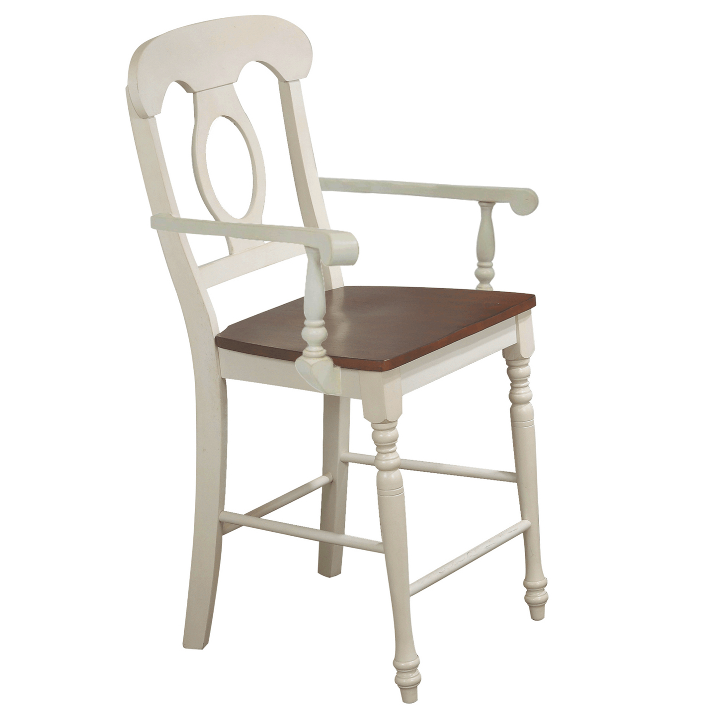 Sunset Trading Andrews Antique White Barstools With Arms - Set Of 2, Counter Height