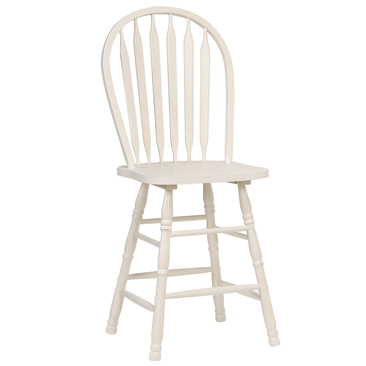 Sunset Trading Andrews Antique White Windsor Barstool Set Of 2