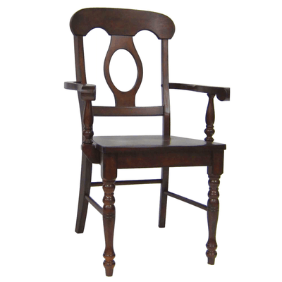 Andrews Napoleon Dining Chairs With Arms - Chestnut Brown Solid Wood (Set Of 2)