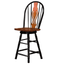 Keyhole Windsor Barstool In Antique Black With Cherry Accents - 24"