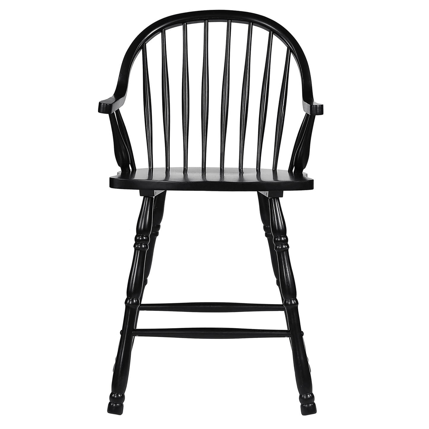 Sunset Trading Black Cherry 24" Windsor Barstool With Arms - Antique Black, Set Of 2