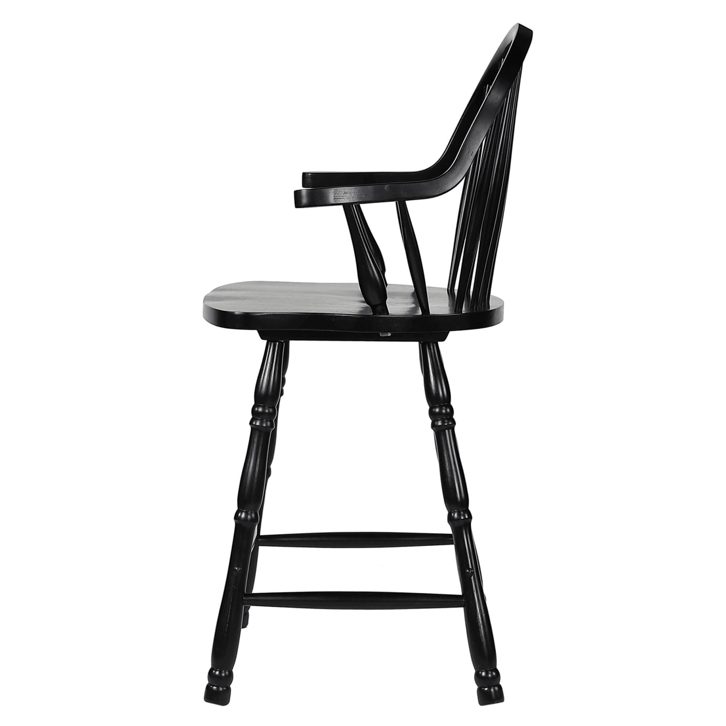 Sunset Trading Black Cherry 24" Windsor Barstool With Arms - Antique Black, Set Of 2