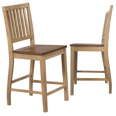 Brook Slat Back Barstool Set In Two Tone Light Brown Wood
