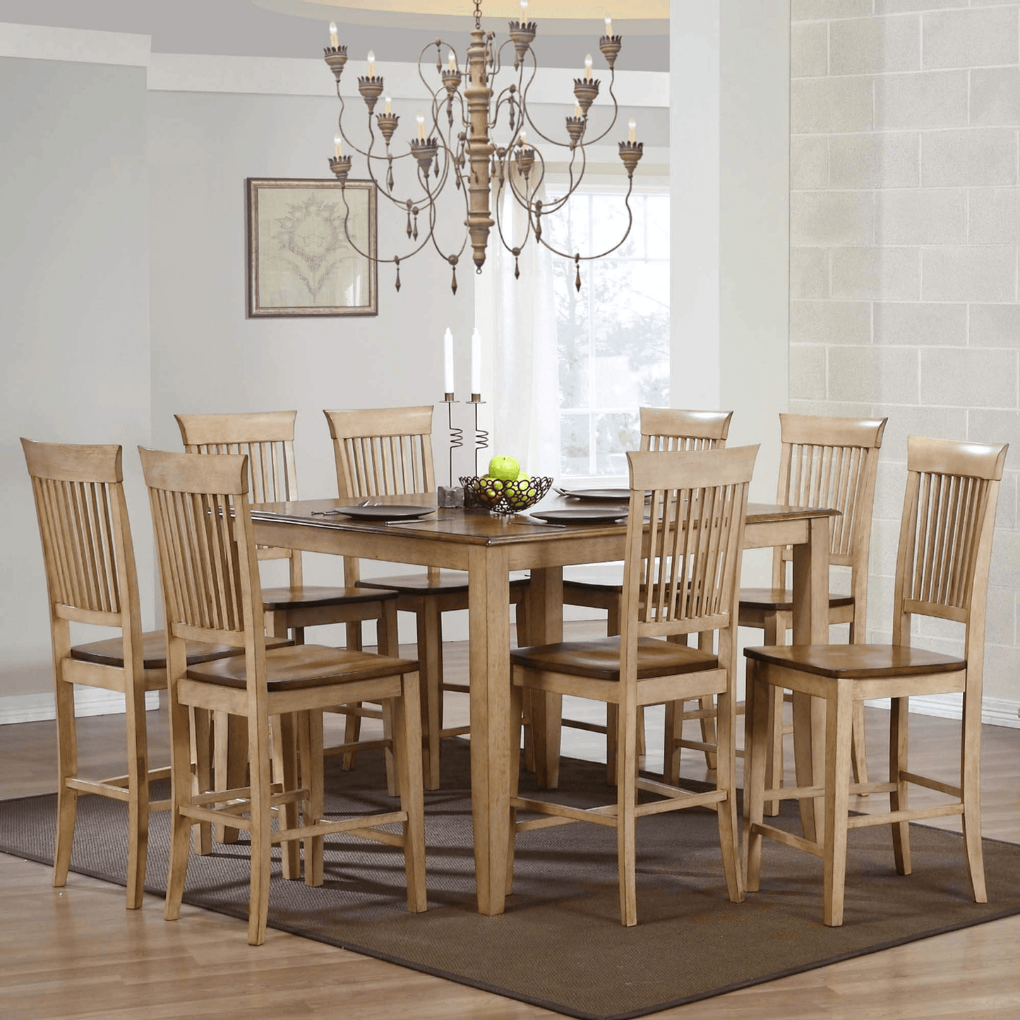 Brook Counter Height Barstools In Two-Tone Light Brown Wood - Set Of 2