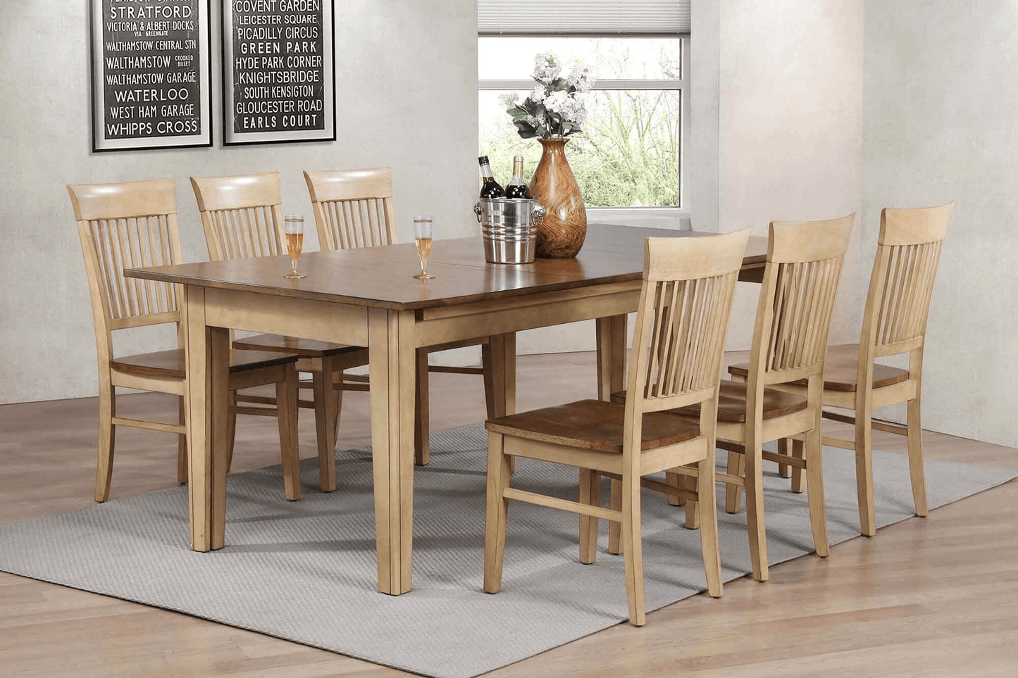 Brook Dining Chair Set In Warm Distressed Tones