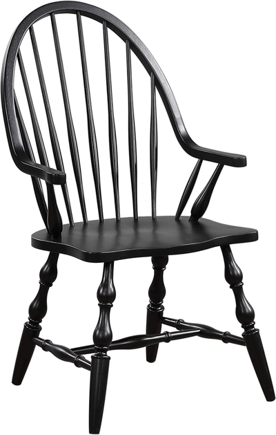 Sunset Trading Windsor Spindleback Dining Armchair In Antique Black