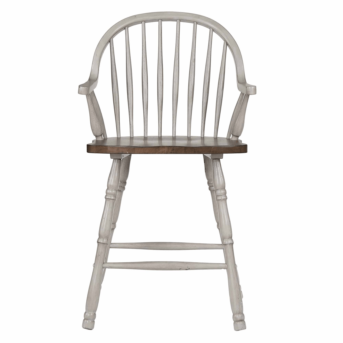Country Grove 24" Windsor Barstools With Arms In Distressed Gray And Brown - Set Of 2
