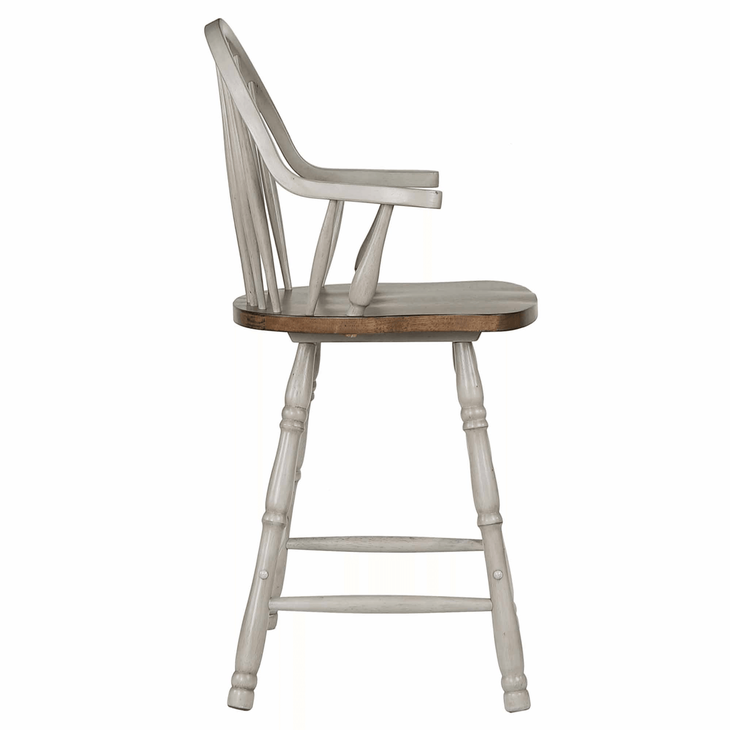 Country Grove 24" Windsor Barstools With Arms In Distressed Gray And Brown - Set Of 2