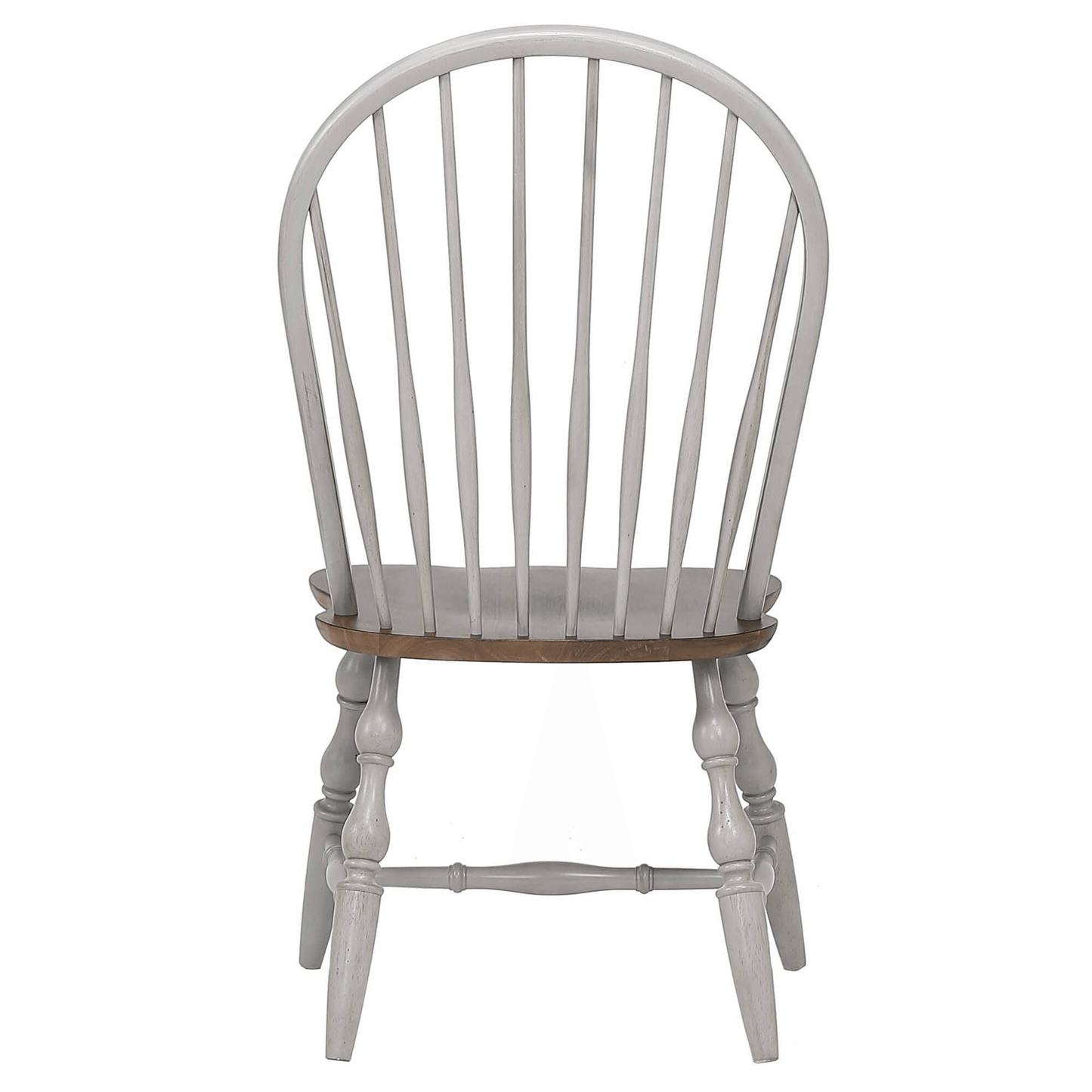 Windsor Spindleback Dining Chair Set In Distressed Gray And Brown Wood