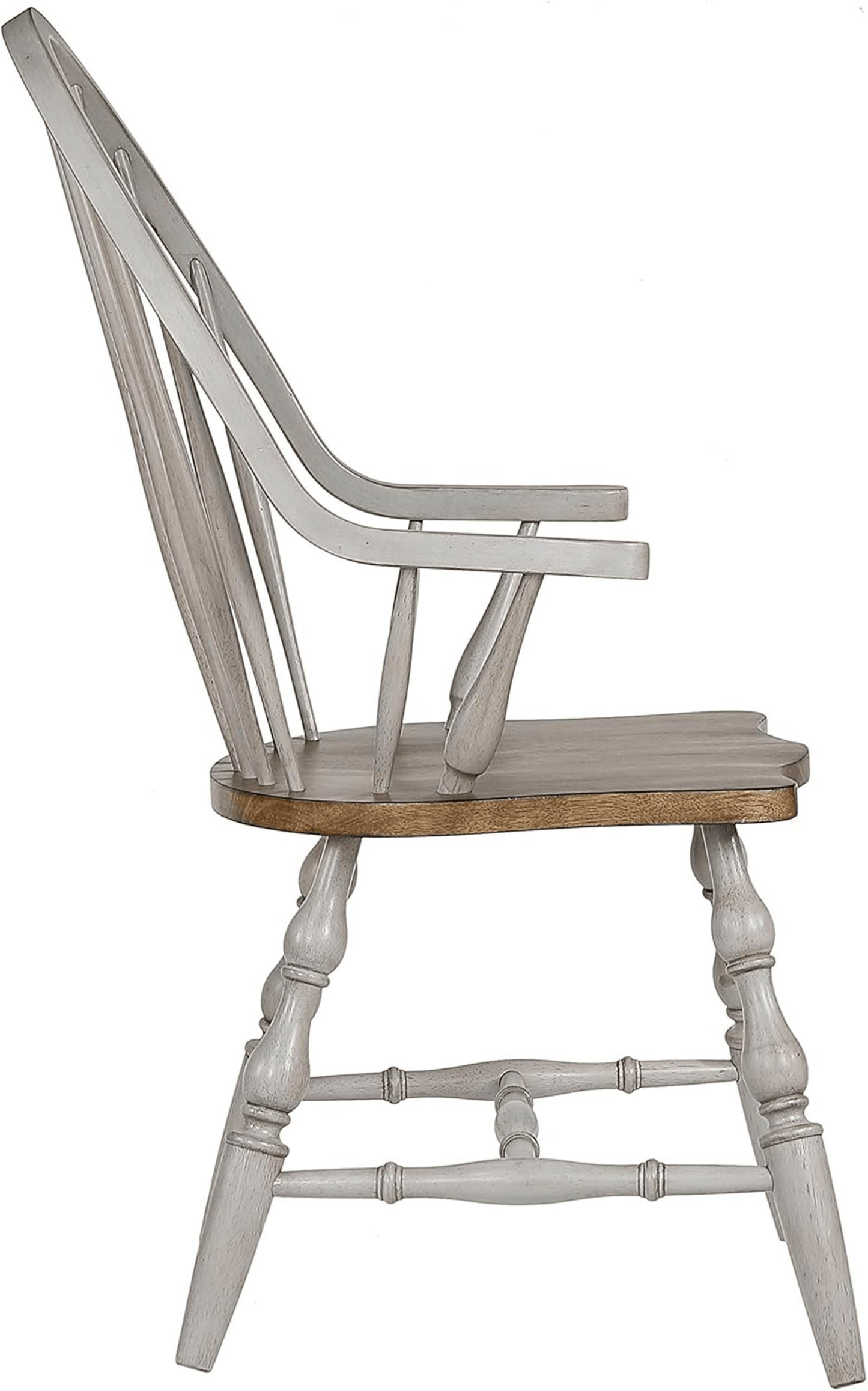 Country Grove Windsor Spindleback Armchair In Distressed Gray And Brown Wood