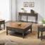 Dakota Console Table With Drawers And Storage Shelf In Distressed Brown And Ash Gray