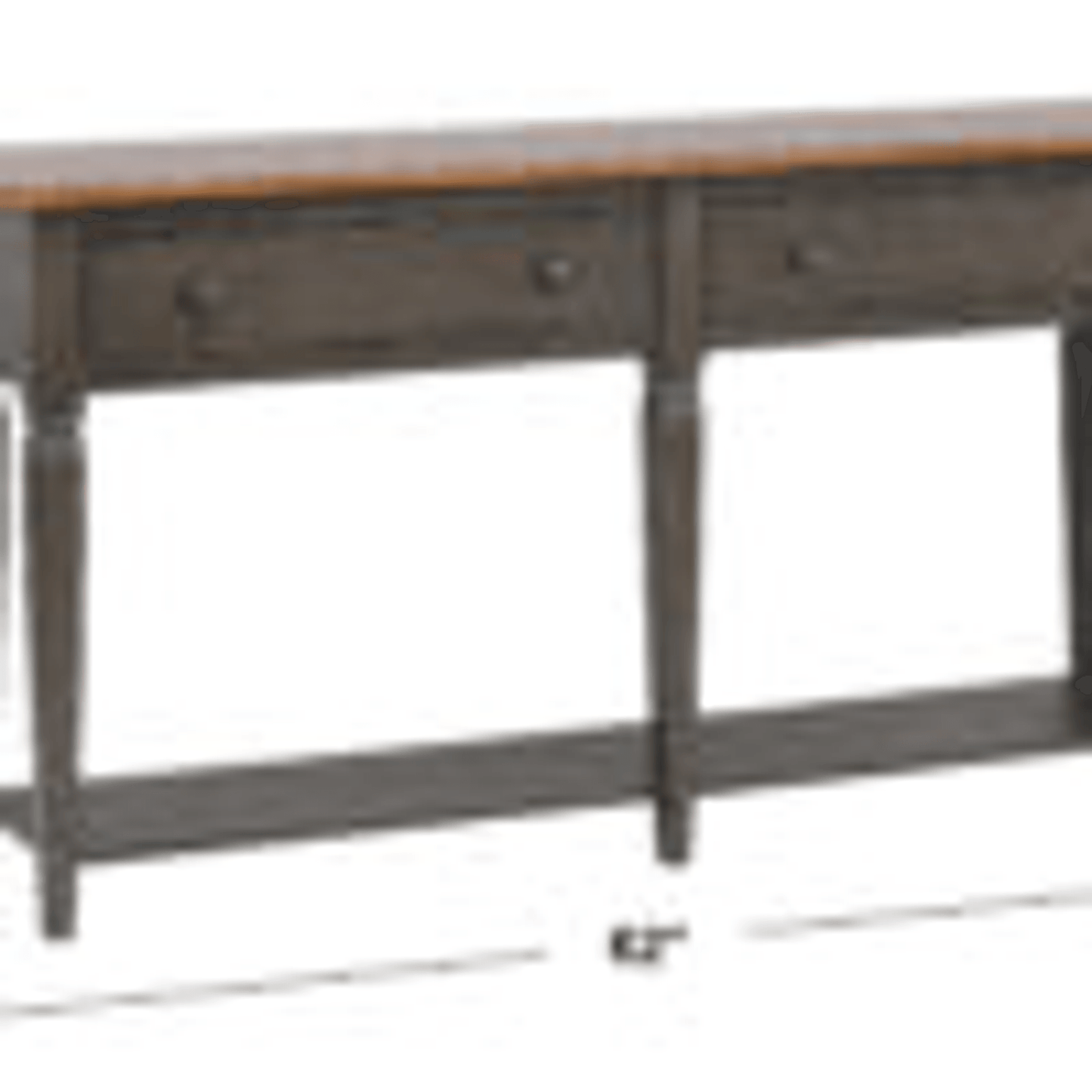 Dakota Console Table With Drawers And Storage Shelf In Distressed Brown And Ash Gray
