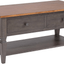 Dakota 22X44 Rectangular Coffee Table With Drawers And Shelf In Distressed Brown And Ash Gray
