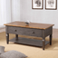 Dakota 22X44 Rectangular Coffee Table With Drawers And Shelf In Distressed Brown And Ash Gray
