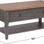 Dakota 22X44 Rectangular Coffee Table With Drawers And Shelf In Distressed Brown And Ash Gray