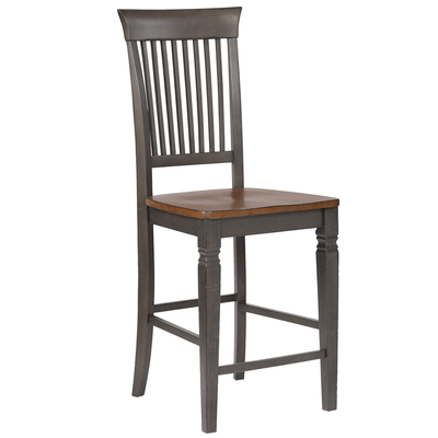 Dakota Slat Back Bar Stools – Set Of 2, 24" Counter Height, Distressed Brown And Ash Gray