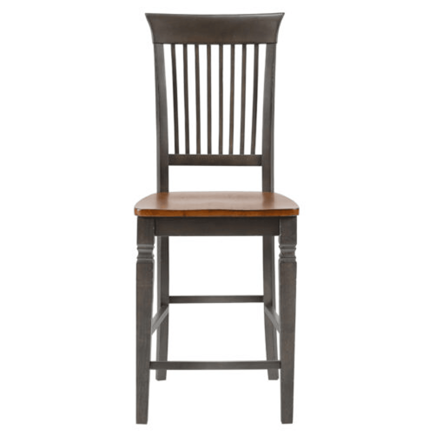 Dakota Slat Back Bar Stools – Set Of 2, 24" Counter Height, Distressed Brown And Ash Gray