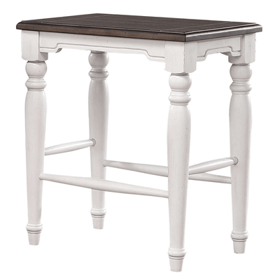 French Chic 24" Backless Barstools - Set Of 2 In Antique White & Walnut Brown