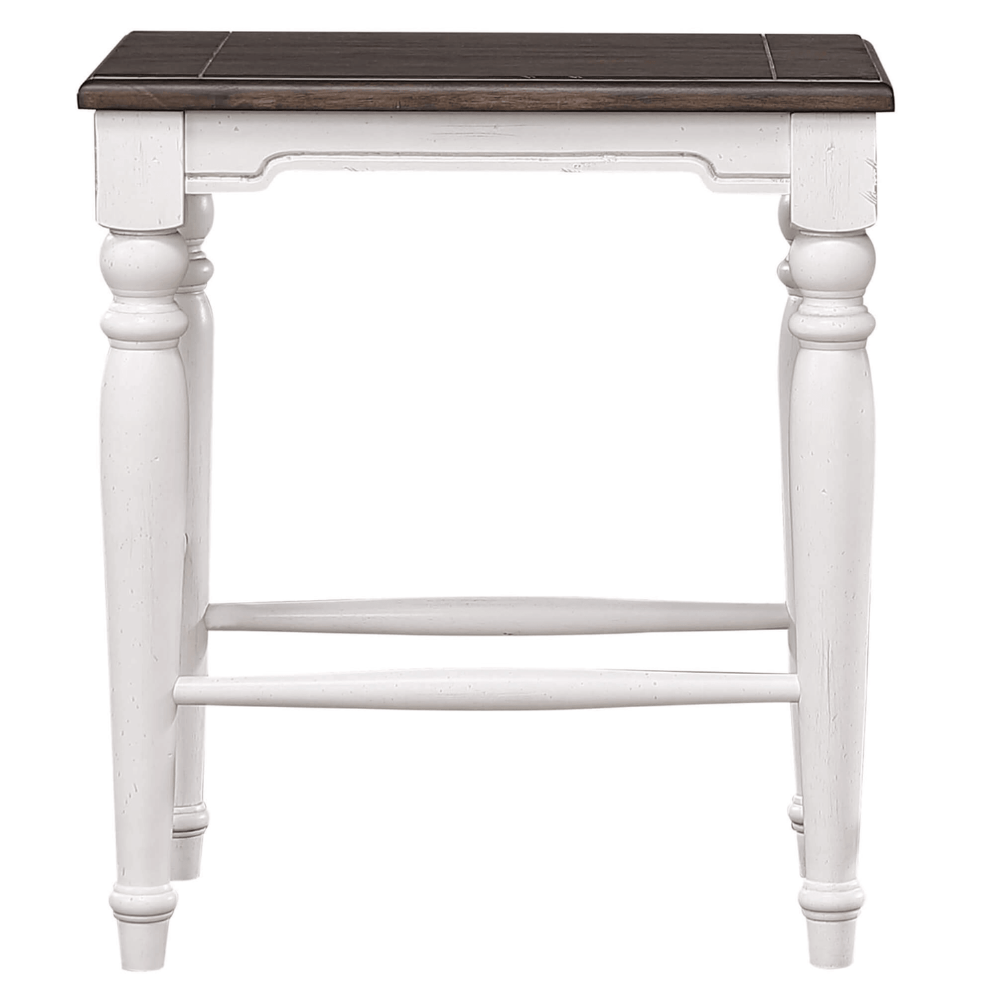 French Chic 24" Backless Barstools - Set Of 2 In Antique White & Walnut Brown
