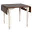 Andrews Rectangular Extendable Drop Leaf Dining Table In Antique White And Chestnut Brown