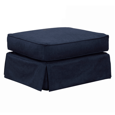 Sunset Trading Americana Navy Blue Box Cushion Slipcovered Ottoman