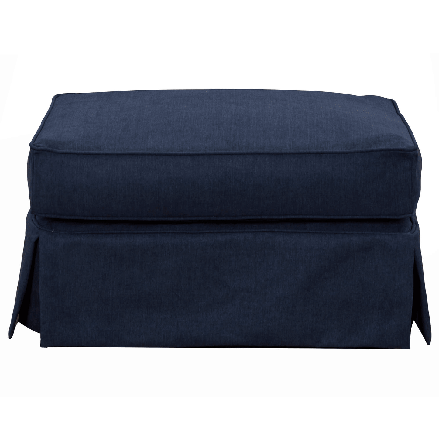 Sunset Trading Americana Navy Blue Box Cushion Slipcovered Ottoman
