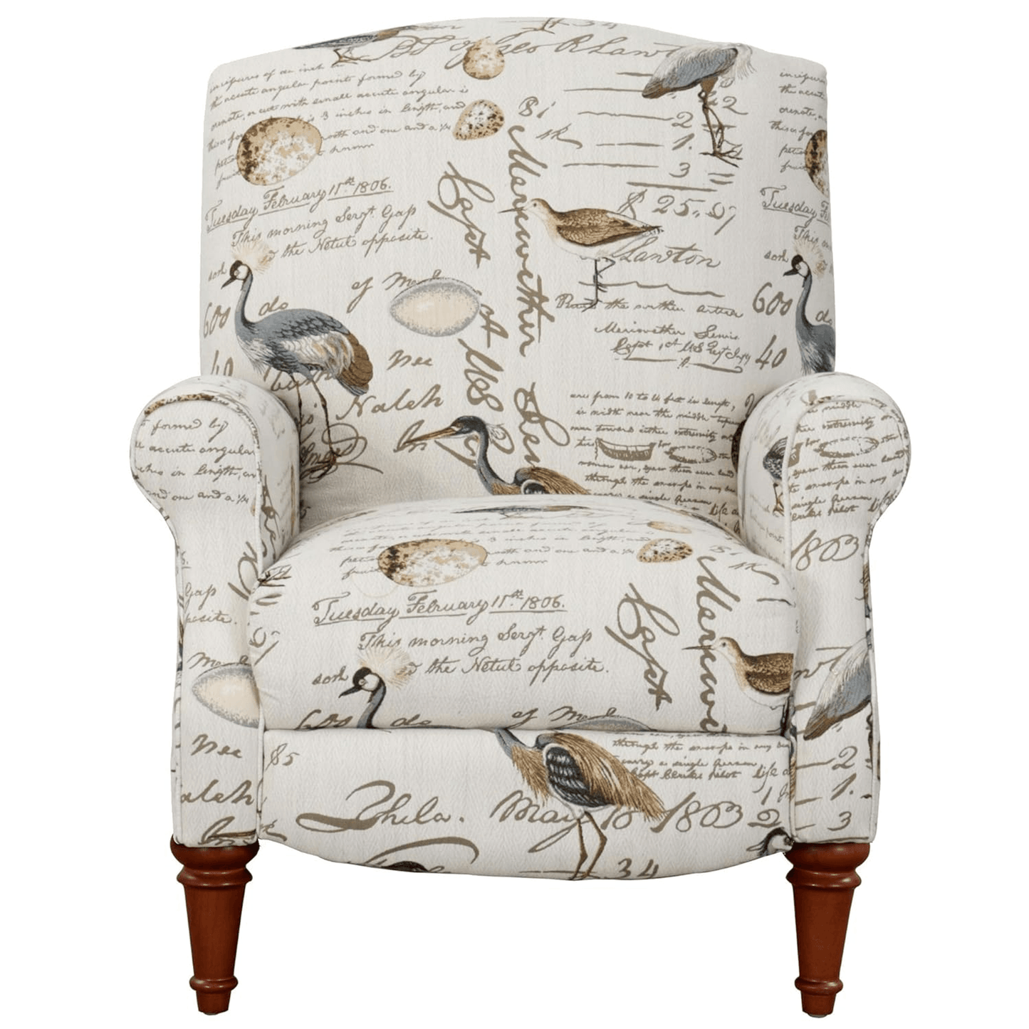 Sunset Trading Aviary Pushback Recliner In Ivory/Brown/Gray