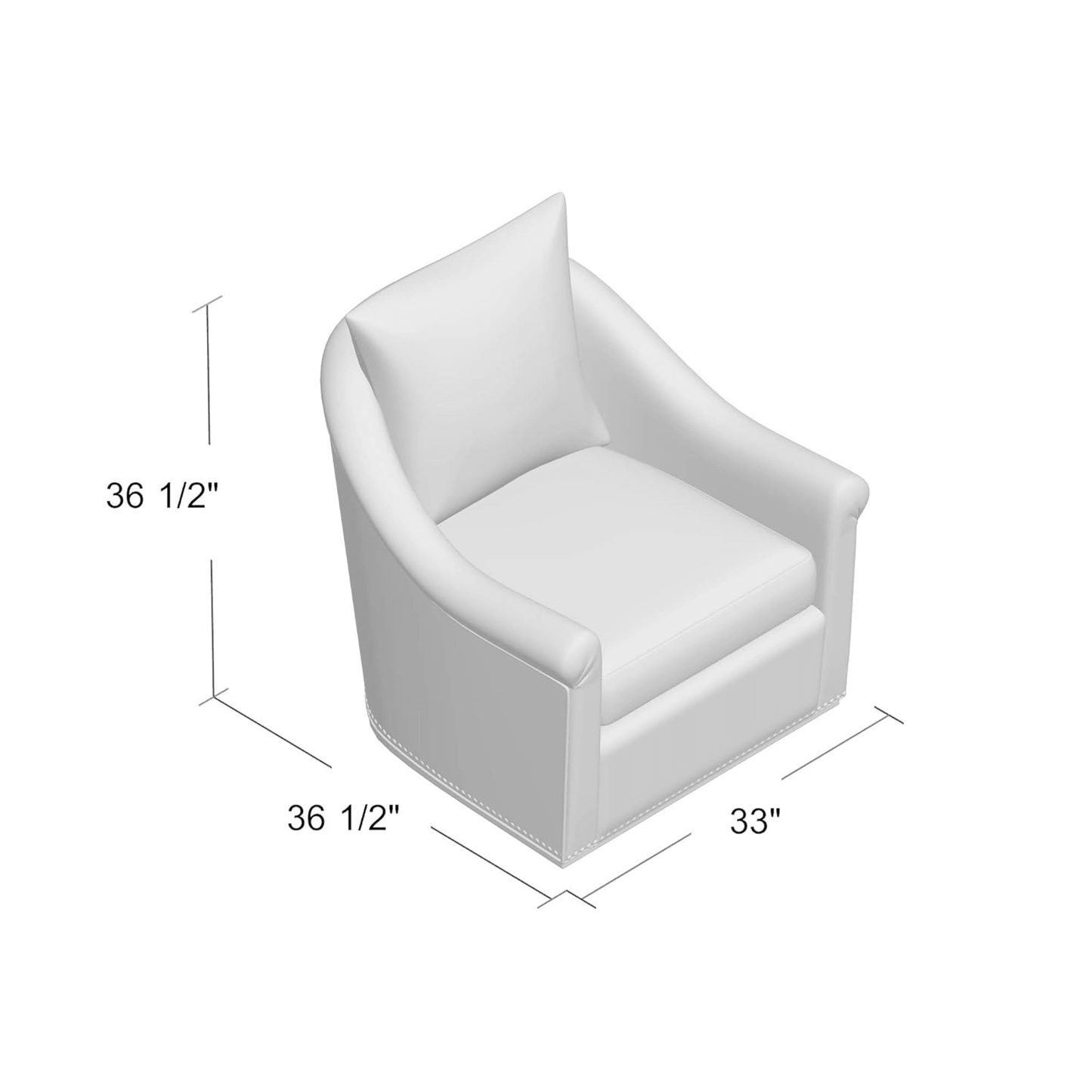 Birdscript Swivel Chair With Nailhead Trim And Rolled Arms