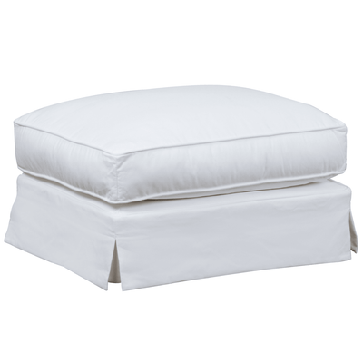 Sunset Trading Ariana Slipcovered Ottoman In Washable Water-Resistant White Fabric