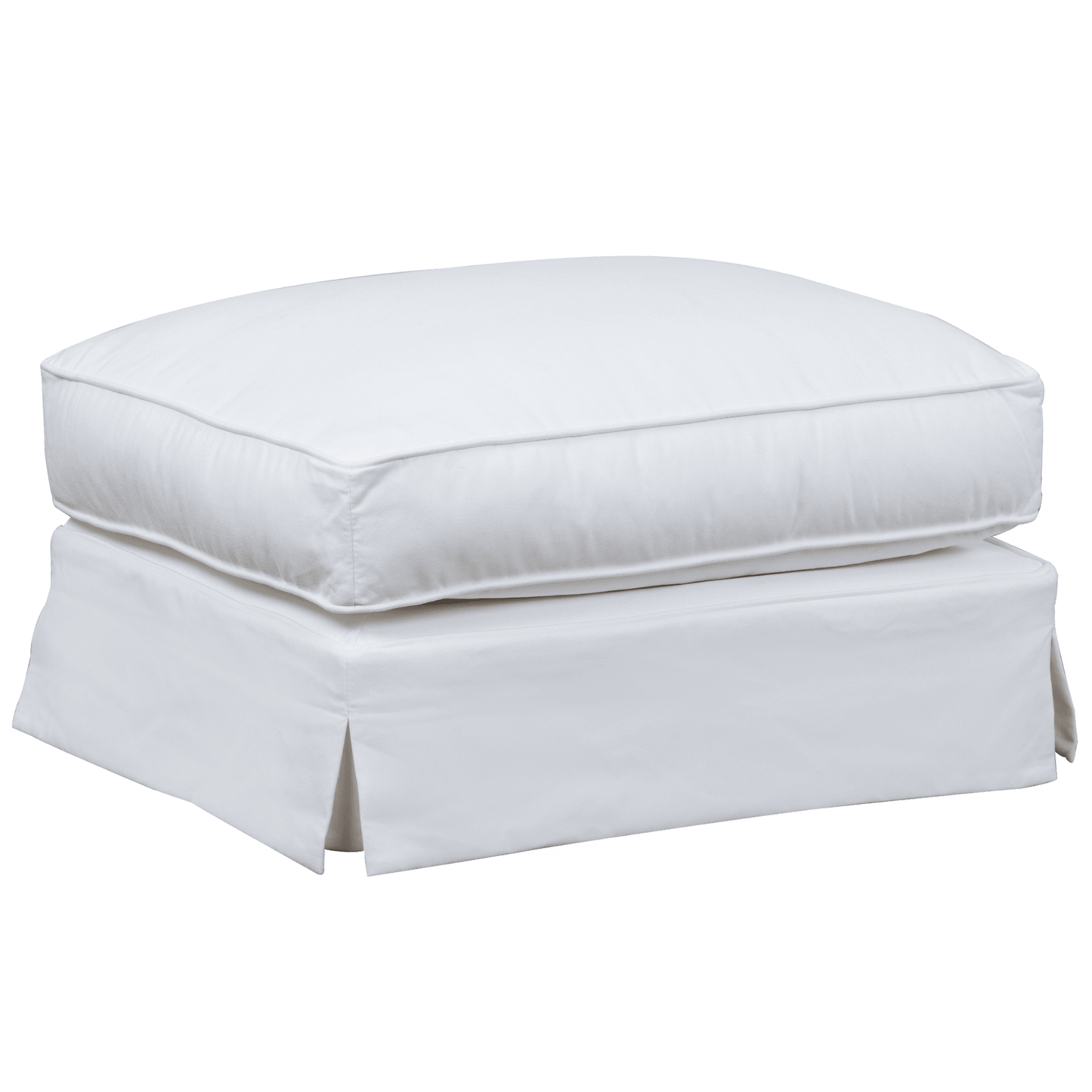 Sunset Trading Ariana Slipcovered Ottoman In Washable Water-Resistant White Fabric
