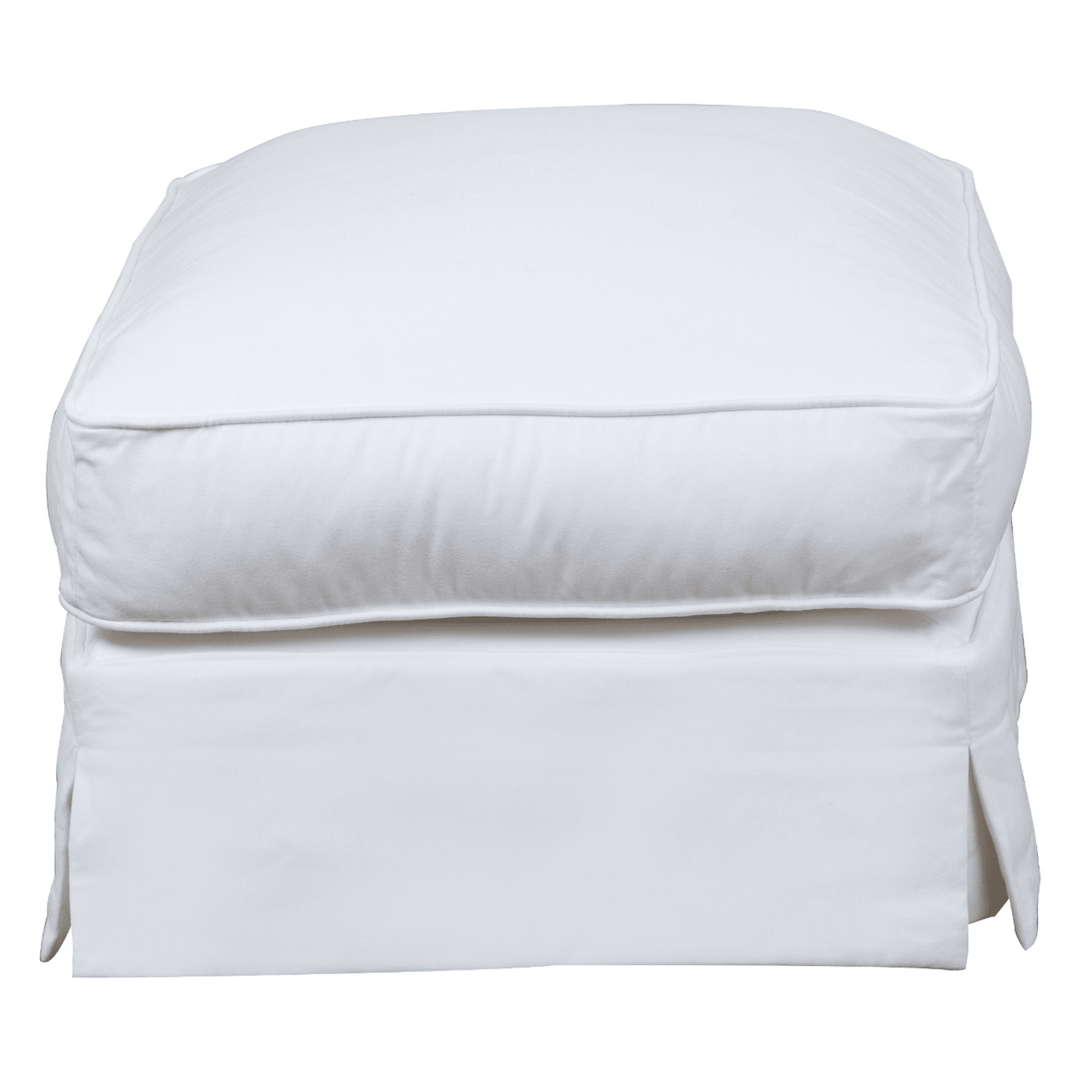Sunset Trading Ariana Slipcovered Ottoman In Washable Water-Resistant White Fabric