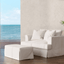Sunset Trading Newport 44" Wide Slipcovered Ottoman In White – Water-Resistant & Stain-Proof