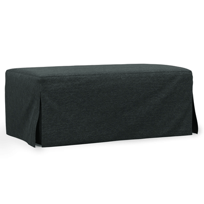 Sunset Trading Newport 44" Wide Slipcovered Ottoman - Dark Gray, Washable & Stain-Resistant