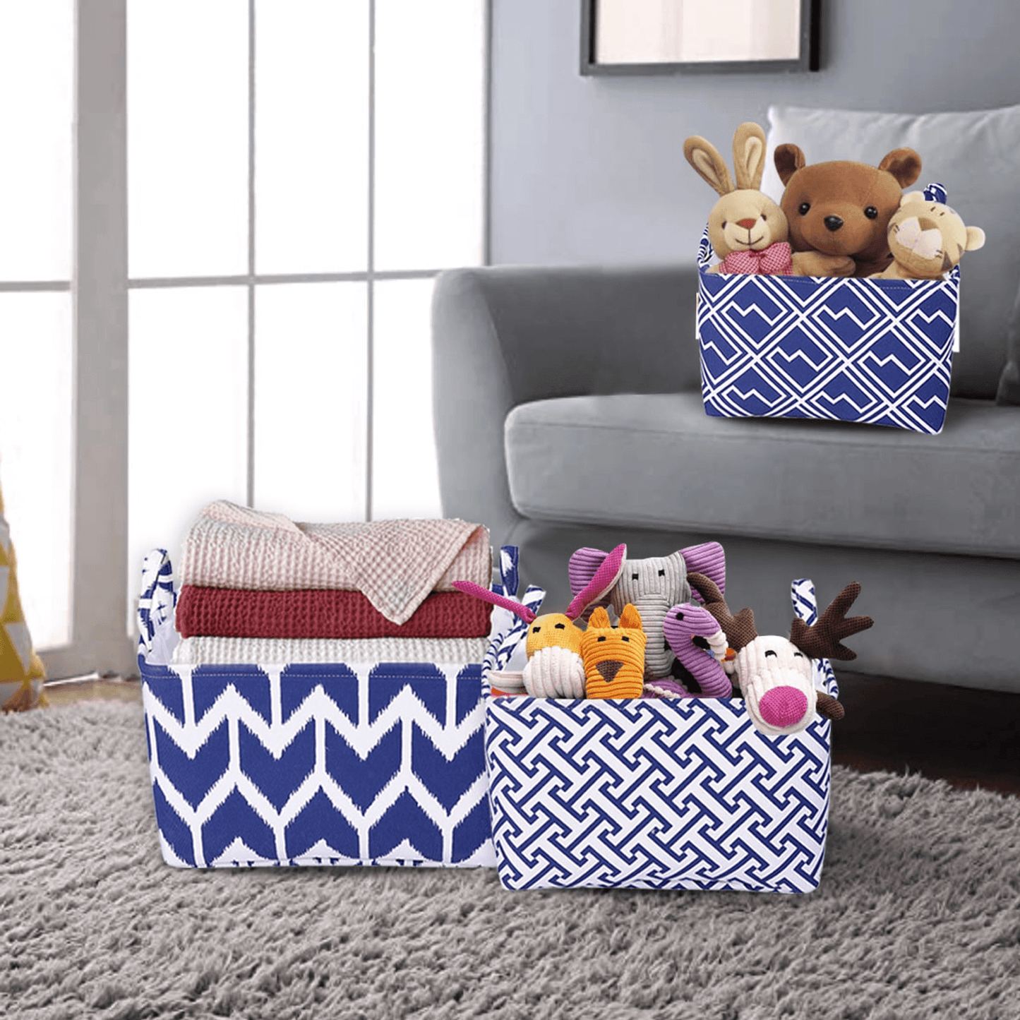 Elegant Set Of 3 Laundry Hampers And Storage Bins