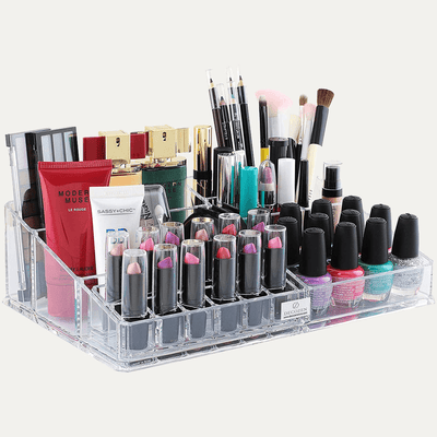 Clear Acrylic Makeup And Jewelry Organizer With 21 Slots