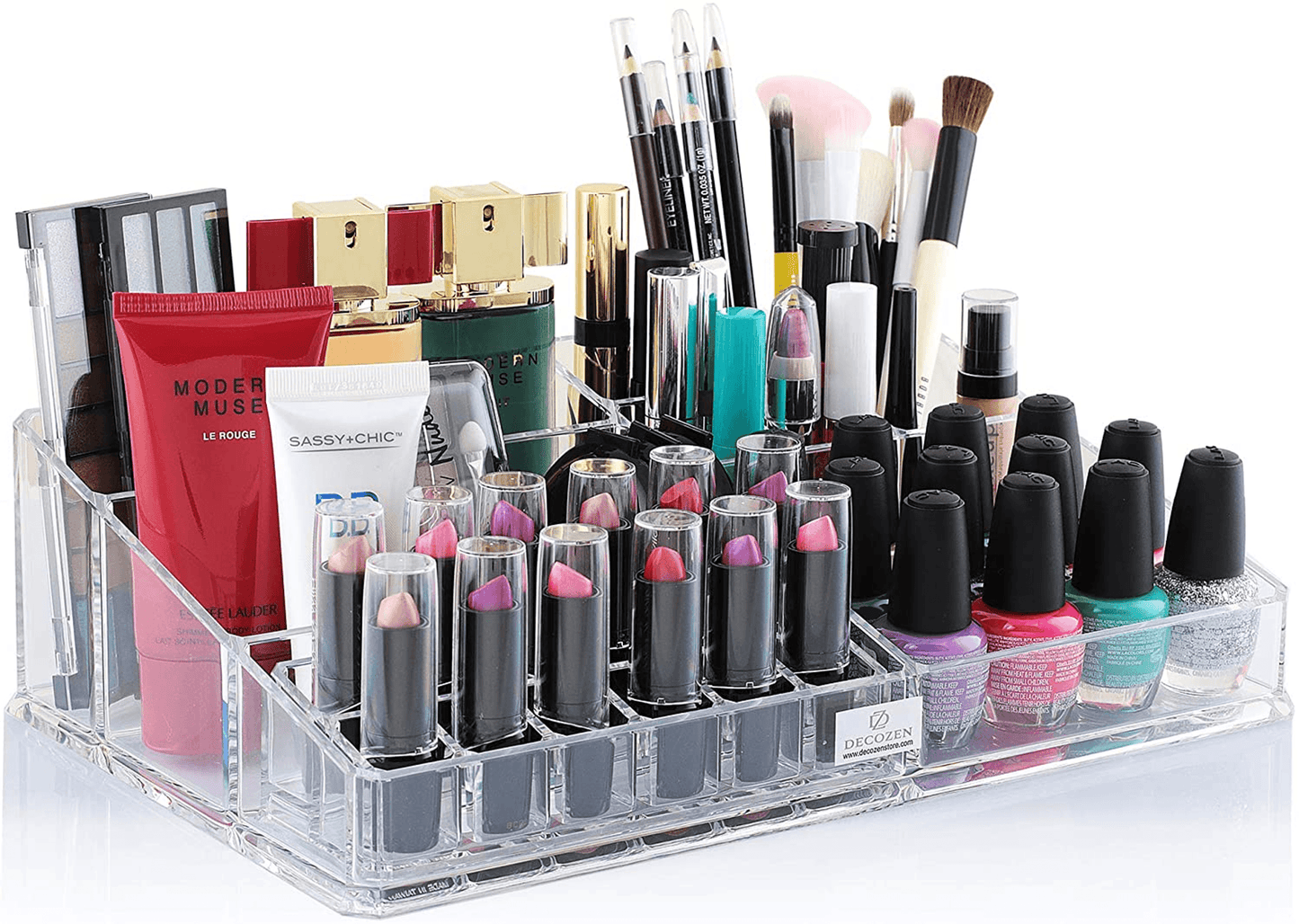 Clear Acrylic Makeup And Jewelry Organizer With 21 Slots