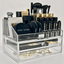 Clear Acrylic Makeup Organizer With 19 Slots And 2 Drawers