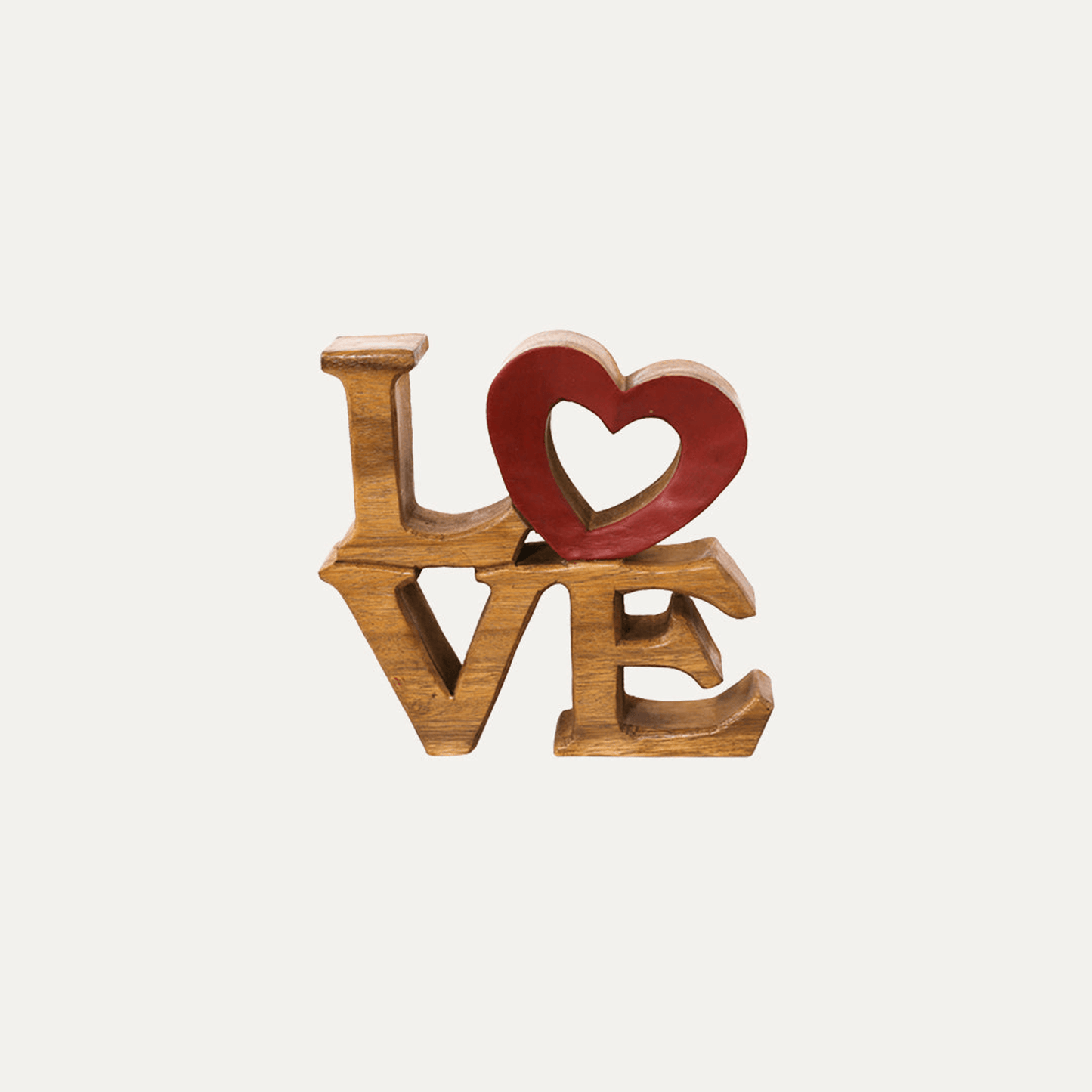 Handcrafted Acacia Wood Heart Sculpture
