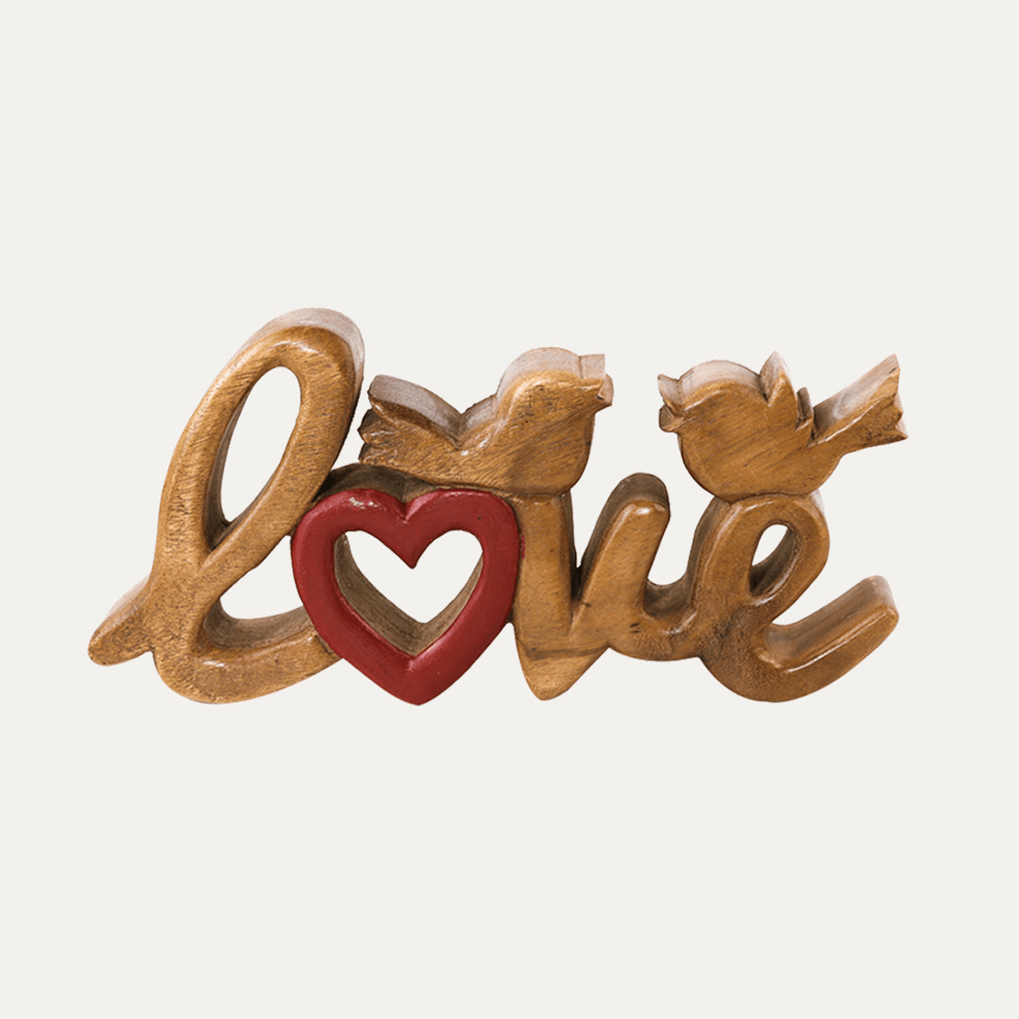 Handcrafted Acacia Wood Heart Sculpture