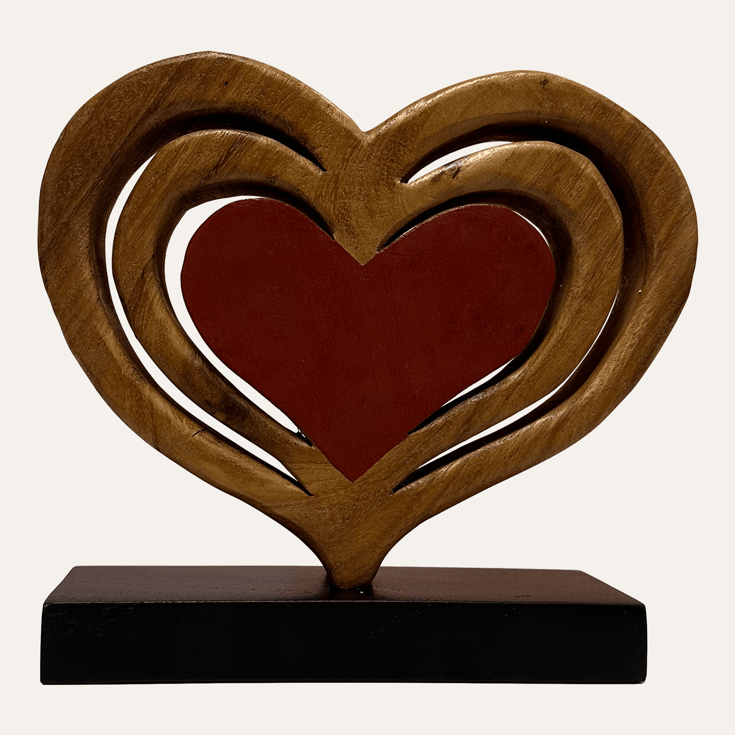 Handcrafted Acacia Wood Heart Sculpture