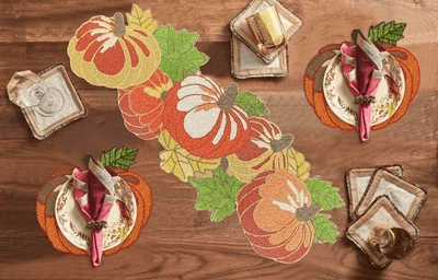 Elegant Pumpkin Beaded Table Runner